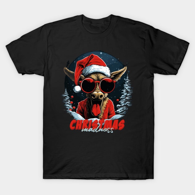 Playful Reindeer: Christmas Madness T-Shirt by InkInspire